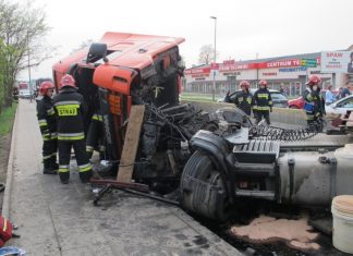 Wypadek z udziałem cysterny w Krakowie na ul. Nowohuckiej. ZDJĘCIA!