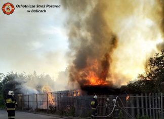 Pożar budynku gospodarczego w Krakowie ul.Olszanicka