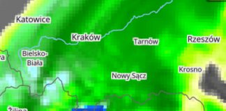 Ostrzeżenie przed intensywnymi opadami deszczu a rejonach podgórskich deszczu ze śniegiem