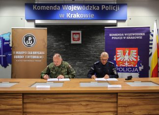Porozumienie o współpracy pomiędzy 11 Małopolską Brygadą Obrony Terytorialnej i Komendą Wojewódzką Policji w Krakowie