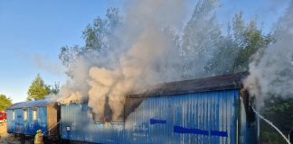 Pożar wagonów kolejowych w Zatorze