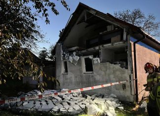 Eksplozja gazu z szamba. Runęła ściana budynku